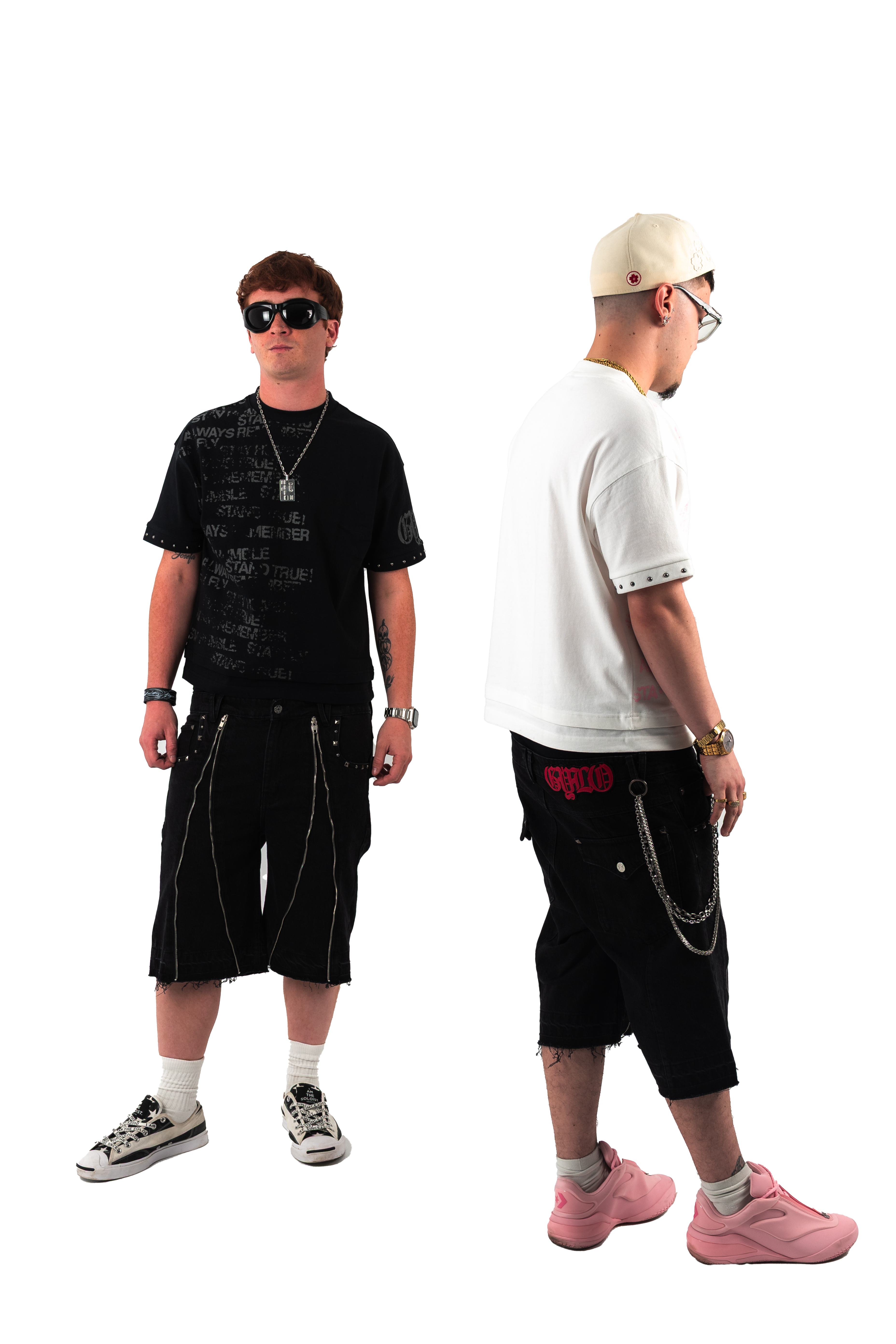 'Fangs' Black Denim Shorts