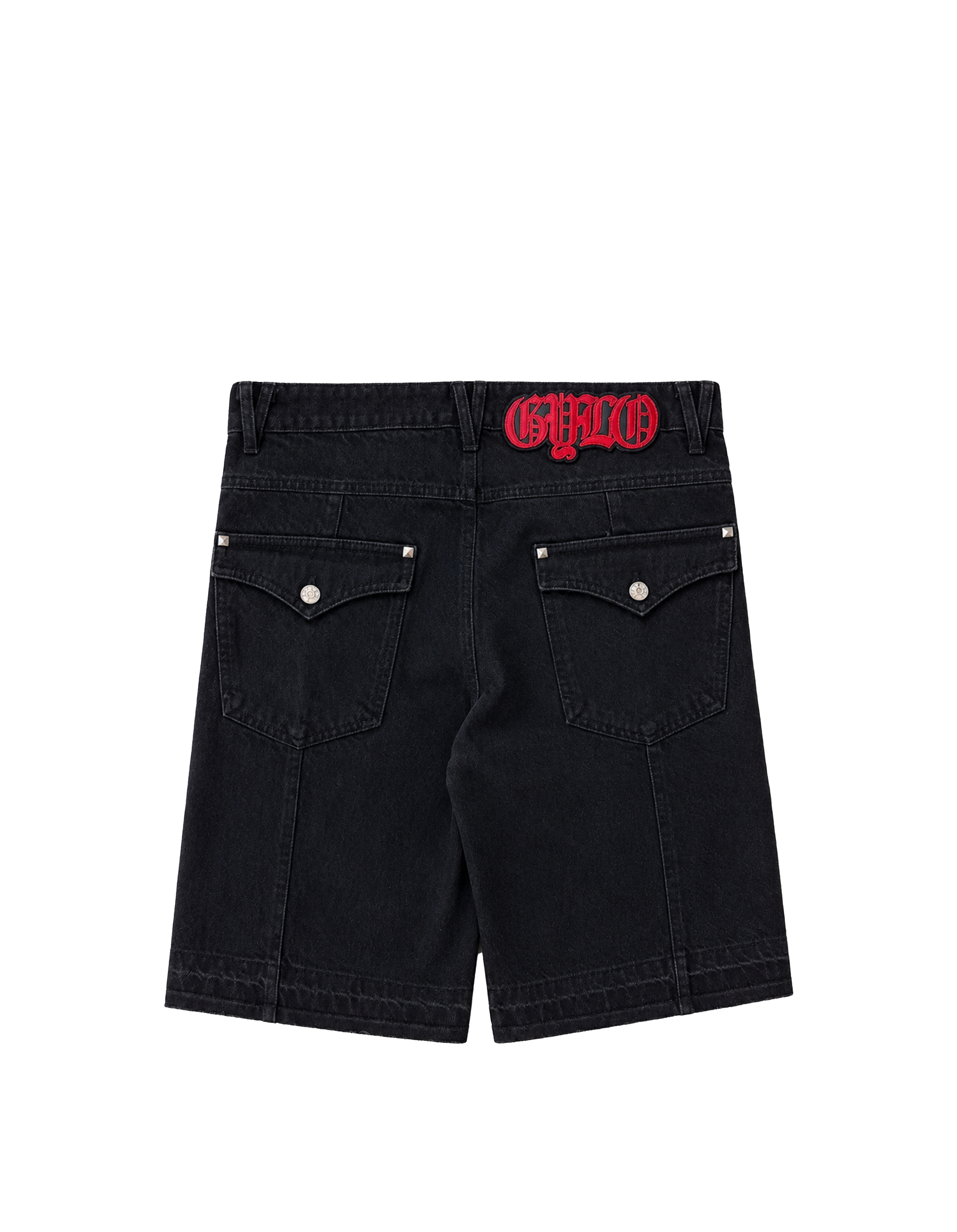 'Fangs' Black Denim Shorts